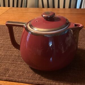 Classic Burgundy Teapot with Silver Accents